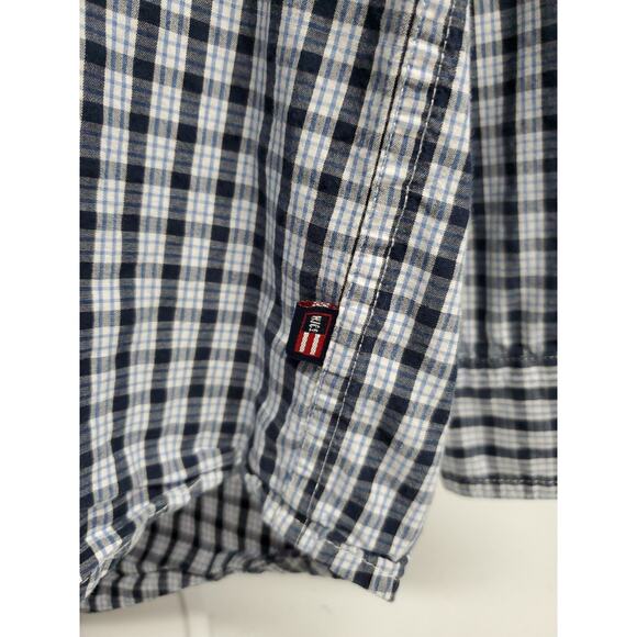 Wrangler Jeans Co Shirt Mens Large Button Down Blue White Plaid Cool Cotton - Picture 2 of 12